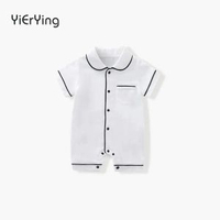 寶寶夏季爬服短袖純棉薄款透氣嬰兒睡衣空調服連體衣男女寶哈衣