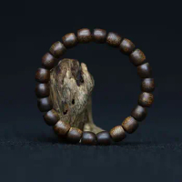 UMQ High-Quality Natural Wild Hainan Yingge Lvqi Nan Agarwood Bracelet Barrel Beads Nine Points Submerged Water Gift