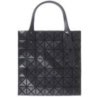 【ISSEY MIYAKE 三宅一生】BAOBAO 皮紋方格7x7側肩/手提包(黑色)