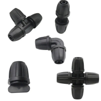 50 PCS 4/7mm Hose Connector Straight T Elbow 4-Way Lock Nut Drip Irrigation Pipe Connectors