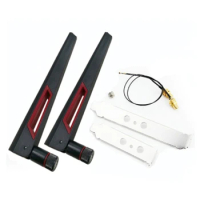 2X8Dbi Dual Band M.2 IPEX MHF4 U.Fl Cable to RP-SMA Pigtail WiFi Antenna Set for Intel AX210 AX200 9260 9560 NGFF