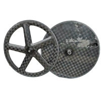 Factory Time Trial Disc Wheelset Carbon 5 Spokes Five Wheels Rear for Road /TT Bike /Track Center Lock Disc Brake