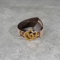 Ikat Pinggang GUCCI GG JUMBO 4CM MONOGRAM BROWN BEIGE BELT 100% ORIGINAL Size 70