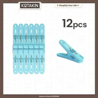 KOTAKIN 12PCS Jepit Jemuran Plastik Ring Besi Gantungan Penjepit Cuci Baju Rumah Tangga Laundry Biru
