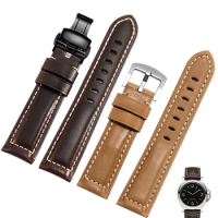 Genuine Leather Retro Watch Band Men's Accessories for Citizen Mido Rossini Tissot Longines Panerai Frosted Leather Watch Strap