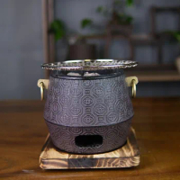 Portable Cast iron charcoal barbecue grill table BBQ iron pot stove cooking water Retro Heating tea stove heater 003-3/4