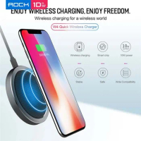 For iPhone 13 Pro Max 15 Pro Max Quick Wireless Charger ROCK 10W W4 2A Qi Fast Charging Desk Charger