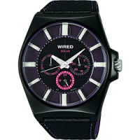 WIRED 普普風復刻太陽能腕錶(V14J-X005T)-紫
