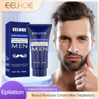 EELHOE Men Hair Removal Cream Beard Shaving Cream Hair Growth Inhibitor Armpit Hair Remover Painless Permanent Depilatory Cream