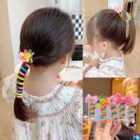 Colorful Telephone Wire Hair Bands for Kids Jelly Coloured Ponytail Elastic Rubber Tie Hair Bundle Phone Line Kids Accessories