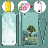 พร้อมเคสกระจกนิรภัยสำหรับศัพท์ SAMSUNG A10 เคสนุ่มซิลิโคนเหลวกันกระแทก ดีไซน์ใหม่สวยงาม รูปต้นไม้การ
