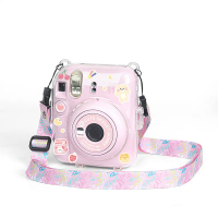 Sarung kamera lutsinar pelindung untuk Fujifilm Instax Mini 12 dengan tali bahu, sesuai sebagai beg