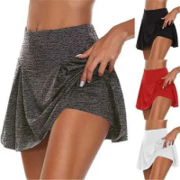 Tennis Dance Fitness Solid Sports Skirts Female Running Skort Active Athletic Breathable Gym Yoga Fitness Short high elasticity