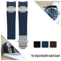 For Ulysse Nardin Silicone Rubber Watch Band 263 DIVER Curved End strap Black Brown Blue Waterproof belt watch Bracelets 22mm
