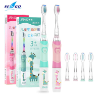 Seago Kid's Sonic Electric Toothbrush Battery Powered Colorful LED Smart Timer Tooth Brush Replaceable Dupont Brush Heads SG EK6