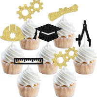 24pcs Congrats Engineer Cupcake Toppers Grad Engineer Graduation Future Decor for Class of 2024 Engineer Graduation Party Decor