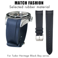 Rubber Watchband 22mm 20mm Silicone Watch Strap for Tudor Heritage Black Bay 1958 Pelagos Black Waterproof Sports Bracelets