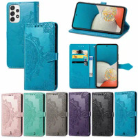 50pcs/Lot Double-sided Embossed Patterns Wallet PU Leather Phone Case For Samsung Galaxy A33 A53 A73 A03 Core 4G 5G