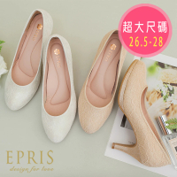 【EPRIS 艾佩絲】現貨 MIT台灣鞋品牌推薦 玫瑰女神 花朵蕾絲真皮腳墊高跟鞋 26.5-28(大尺碼女鞋)