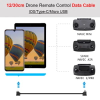 Drone Remote Control OTG Data Cable for DJI Mavic 2/Mini/Pro/Air/Spark/Mini SE RC to Phone Tablet Micro USB Type-C IOS Connector