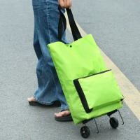 Folding Shopping Pull Cart Trolley Bag with Wheels Foldable Shopping Bags Reusable Grocery Bags Food Organizer Vegetables Bag