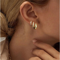 New Fashion 3 Small Gold Hoop Earrings Exquisite Zircon Inlaid Earrings Thick Hoop Earrings Set for 