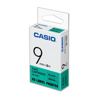 CASIO 卡西歐 XR-9GN1 9mm 綠底黑字 標誌帶/標籤帶