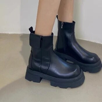women's autumn winter single 2024 new big thick soled smoke pipe smoke pipe black ankle