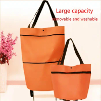 Shopping Trolley Portable Multifunctional Oxford Cloth Foldable Tote Cart Reusable Grocery Bag