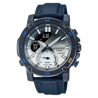 CASIO EDIFICE Scuderia AlphaTauri 限量版海軍藍漸層錶盤藍芽連線腕錶-藍(ECB-20AT-2A)/46mm