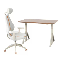 IDÅSEN/GRUPPSPEL 書桌及椅子, 棕色/米色, 120x70 公分