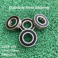 100pcs/lot S6005-2RS S6005RS ABEC-5 Stainless steel 25*47*12 mm Deep Groove Ball bearing Double Rubber cover 25X47X12 mm