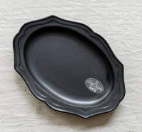 [日本製]   BISQUE  美濃燒 FRAME系列復古花邊椭圓碟 (黑色/大)