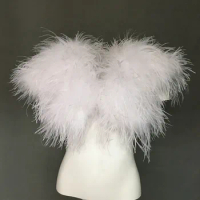 2024 peach fuzz Natural Turkey Ostrich Feather Vest For Party New Fluffy Women Breast Wrapping