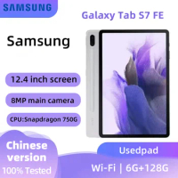 Samsung Galaxy Tab S7 FE 12.4inch LTE OLED 2560x1600 60HZ Snapdragon 750G 10090mAh 8MP Camera Android OneUI SPEN used pad