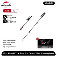 TREKKING POLE ST10 CARBON FIBER LIGHTER NATUREHIKE NH19S010-T 110 CM RED