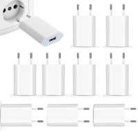 10Pcs EU Plug AC 5V 1A USB Wall Charger Universal Portable Travel Power Adapter For Samsung Huawei iPhone Xiaomi Mobile Phones