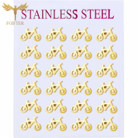 Cute Kids Earrings for Girl Bike Design Stud Earrings Golden Stainless Steel Jewelry Wholesale Hypoallergenic Ear Piercing Small