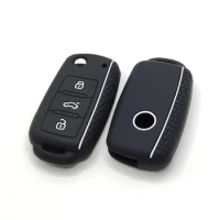 Remote Key Case Cover For Car Shell For Volkswagen Sagitar POLO Tiguan Touareg Bora Golf Seat Skoda 3 Buttons Silicone Keycover