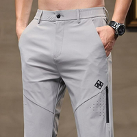 彈力長褲男士休閒褲褲百搭緊身夏季透氣冰絲超薄垂墜感休閒西裝褲男寬鬆直筒商務免燙高彈性男士長褲