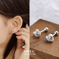 พร้อมส่ง LILY.C ต่างหูเงิน  S999 ต่างหูตะกร้อเงิน S999 Silver Ball Screw Earrings Jewelry