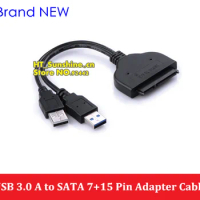 50PCS NEW USB 3.0 to Sata 7+15 pin Adapter Cable with Power for 2.5"/1.8" SSD HHD Hard Drive Disk