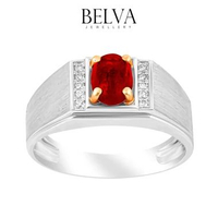 Cincin Berlian Pria Batu Ruby - Belva Jewellery - BAMRBW01986
