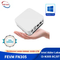 FEVM FN305 Intel I3-N305 MINI PC 8 Core WIFI6 BT5.2 4K HTPC Dual Nic（2.5G+1G） Alt-MODE USB-C