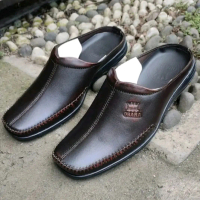 Ramanda || Sepatu Selop Pria Kulit Sapi Asli Original Sandal Bustong Laki Laki Sendal Tutong Kasual 