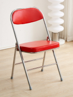 加厚辦公椅會議椅電鍍折疊椅中古椅靠背椅紅色皮革餐椅燈芯絨椅子