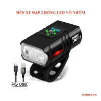 Đèn xe đạp thể thao bike light vỏ nhôm siêu sáng chống nước sạc usb tiện dụng