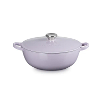 【Le Creuset】琺瑯鑄鐵鍋媽咪鍋24cm(薰衣草-鋼頭-內鍋黑)