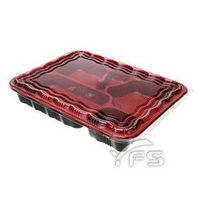 566五格餐盒(紅) (免洗便當盒/雞腿/排骨/豬排/外帶餐盒/小菜/滷味)【裕發興包裝】JM383JM384