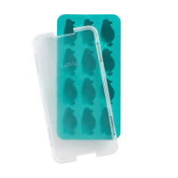 【LEKUE】12格附蓋企鵝製冰盒 湖綠(冰塊盒 冰塊模 冰模 冰格)
